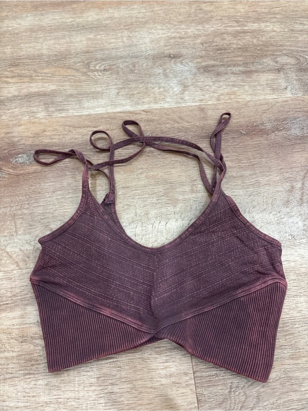 Free People Ribbed Strappy Bralette - Dusty Plum